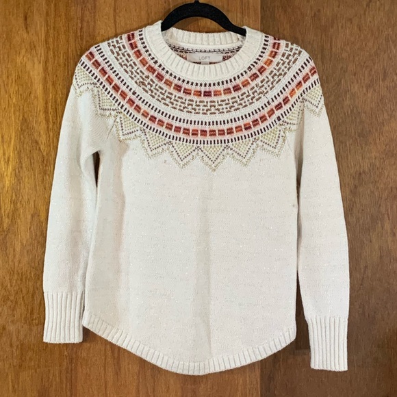 LOFT Sweaters - Loft Sweater Cream & Brown Sz XS NWT